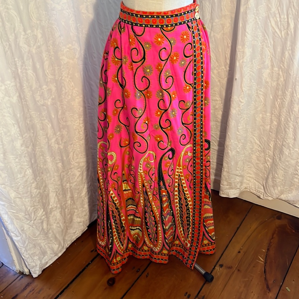 vintage 70s Alex Colman psychedelic wrap maxi skirt